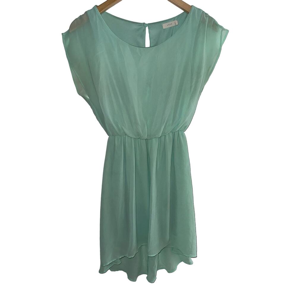 Lush S Pastel Mint Green Flowy Boho Fairy Mini Summer Dress Cinched Waist